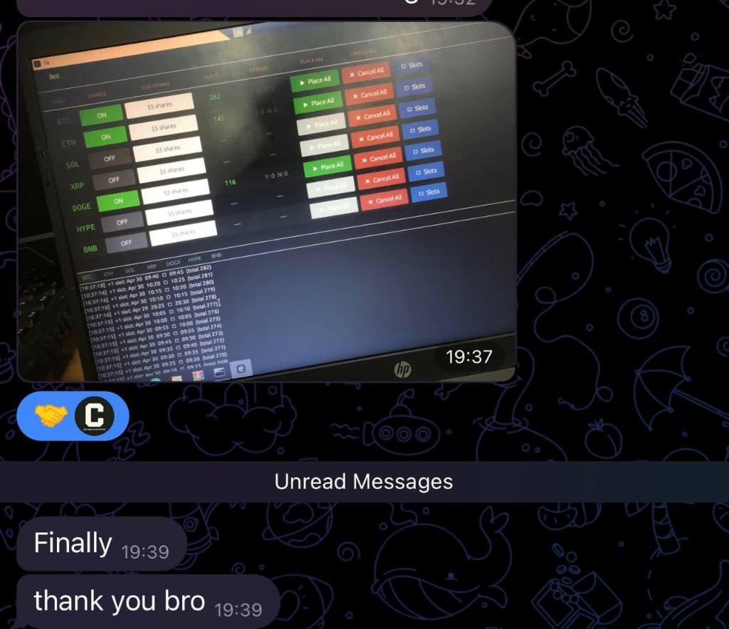 User placed all orders — Finally, thank you bro
